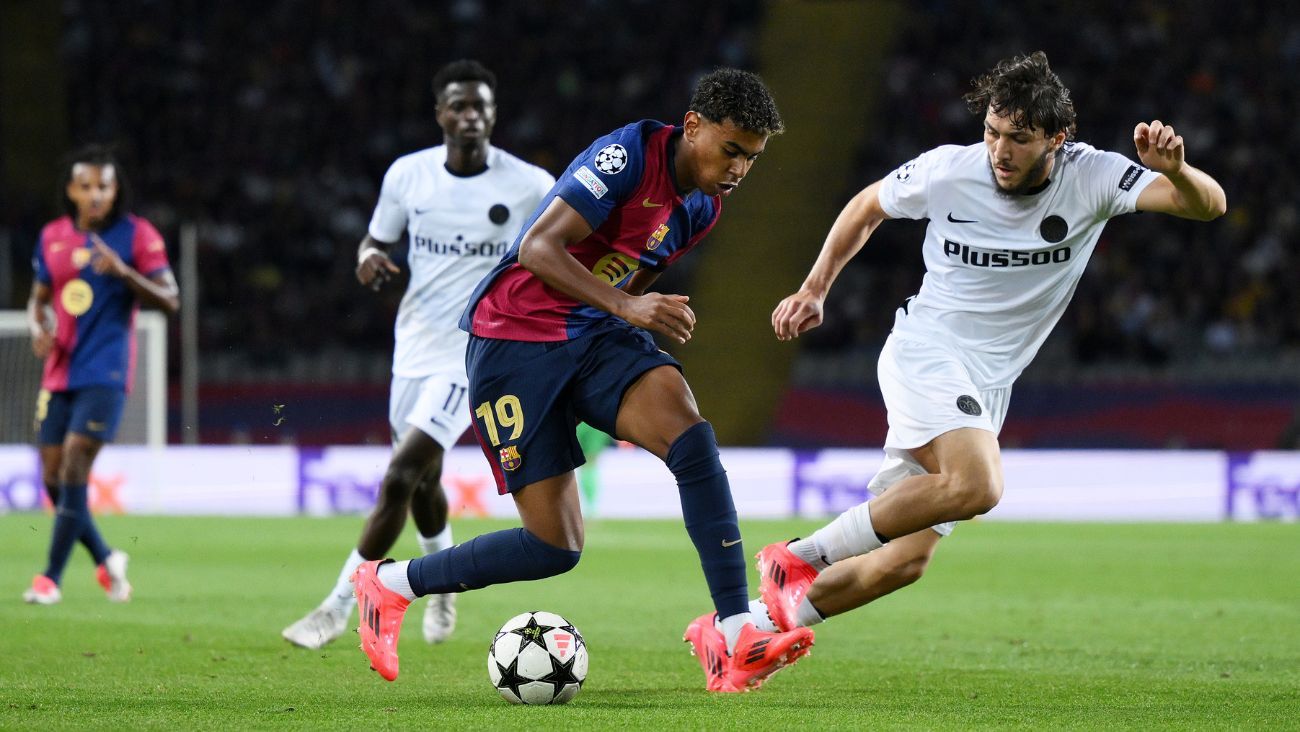 Lamine Yamal en el duelo entre el FC Barcelona y el BSC Young Boys en la UEFA Champions League 2024-25