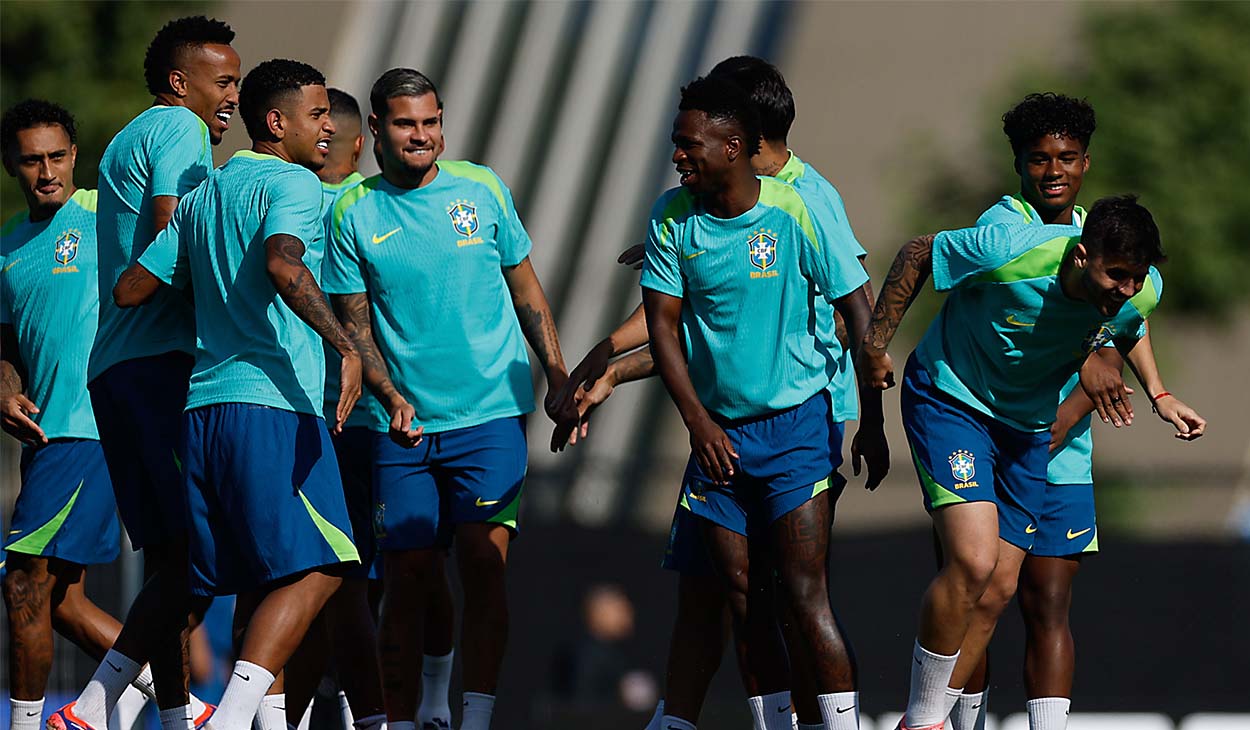 Militao, Rodrygo, Vinicius and Endrick with Brazil