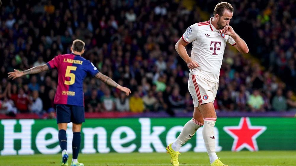 Harry Kane festejando su gol ante el Barça