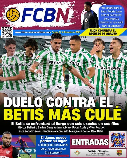 Portada de FCBN 07/12/2024: DUELO CONTRA EL BETIS MÁS CULÉ