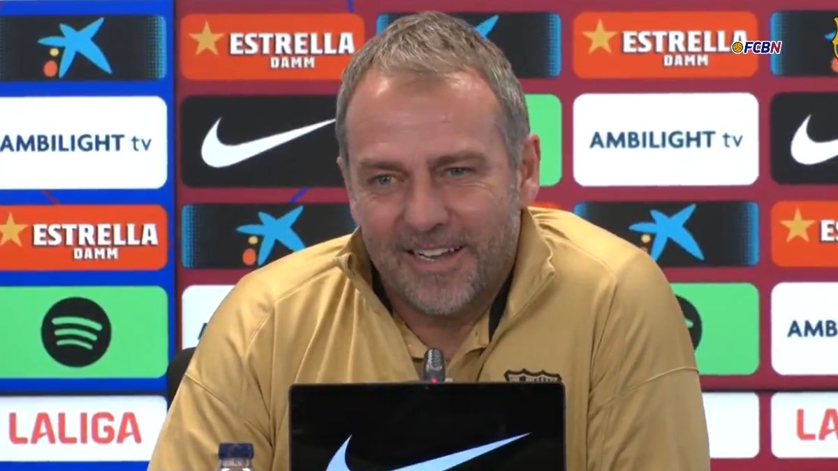 Hansi Flick en la rueda de prensa previa al duelo entre el Barcelona y el Atlético de Madrid en LaLiga EA Sports 2024 25