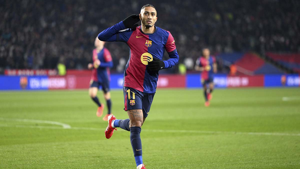 Raphinha, celebrating a goal against Betis