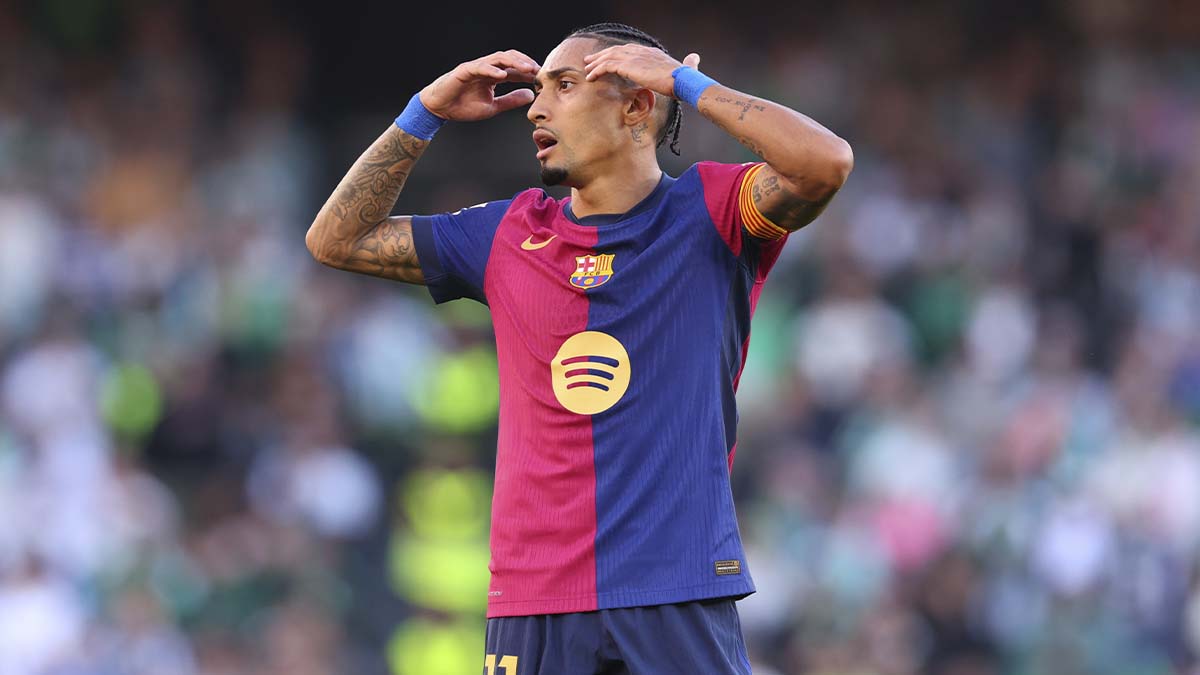 Raphinha, durante un partido con el Barça