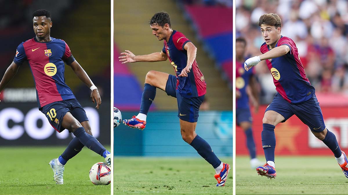 Ansu Fati, Andreas Christensen y Pablo Torre con el Barça