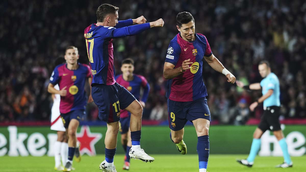 Barça players celebrating a goal against Brest