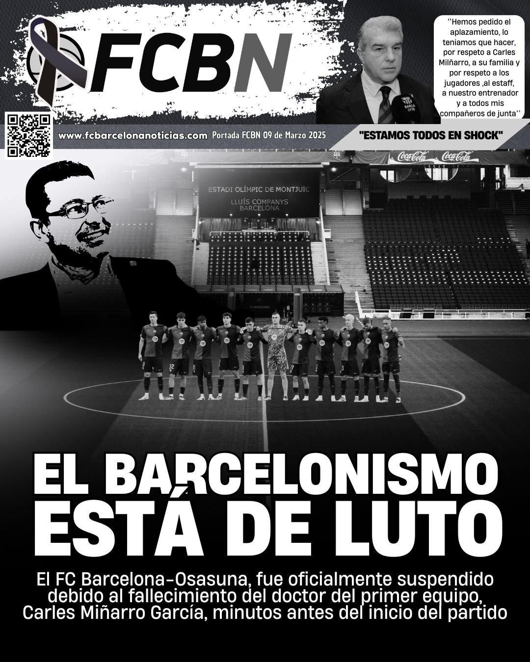Portada FCBN 09/03/2025: EL BARCELONISMO ESTÁ DE LUTO