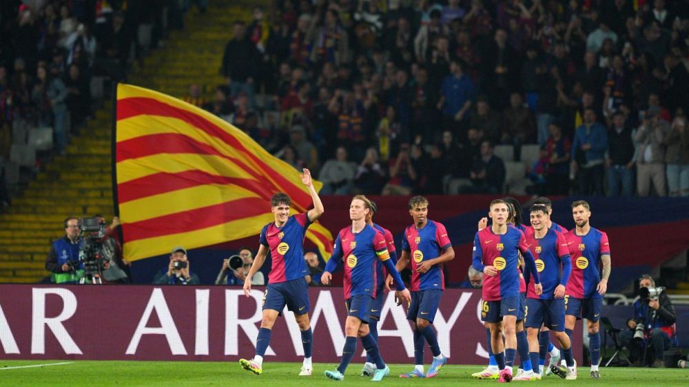 Jugadores del Barça en el duelo ante el Borussia Dortmund en la UEFA Champions League