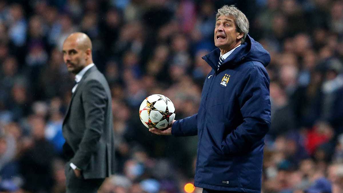 Pellegrini And Pep Guardiola in a party of the UEFA Champions League