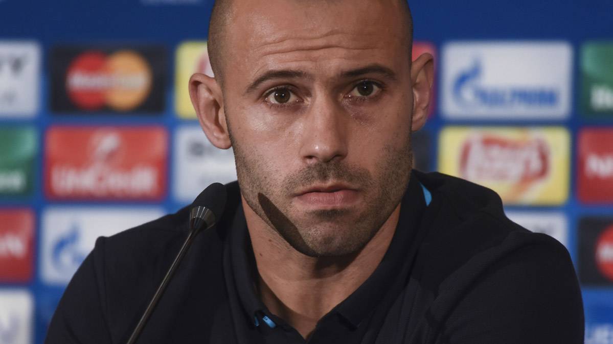 Javier Mascherano, en una de sus últimas ruedas de prensa