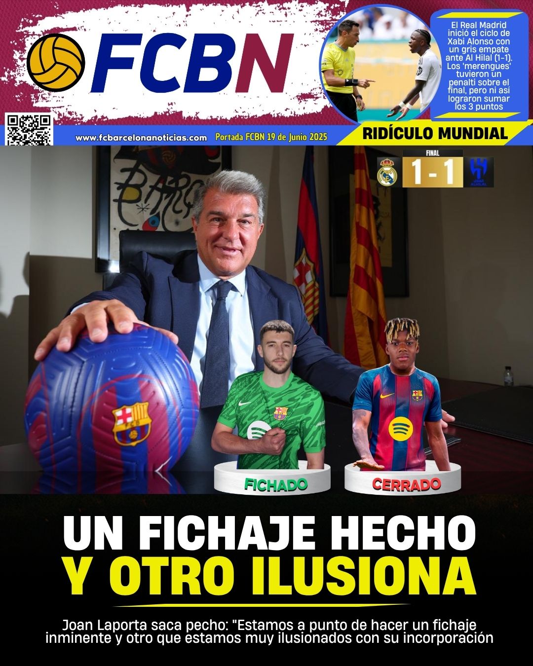 Portada FCBN 19/06/2025: UN FICHAJE HECHO Y OTRO ILUSIONA