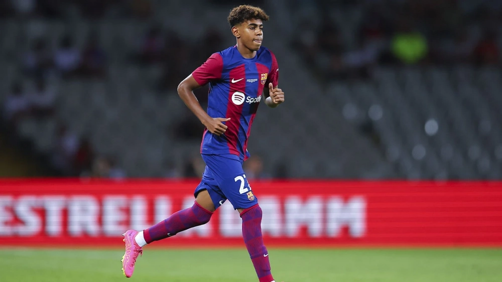 Lamine Yamal, durante el Trofeo Joan Gamper 2023 ante el Tottenham (4-2)