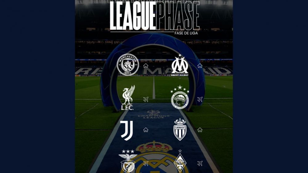 Rivales del Real Madrid para la fase de liga en la Champions 2025/26 Rivales del Real Madrid para la fase de liga en la Champions 2025/26