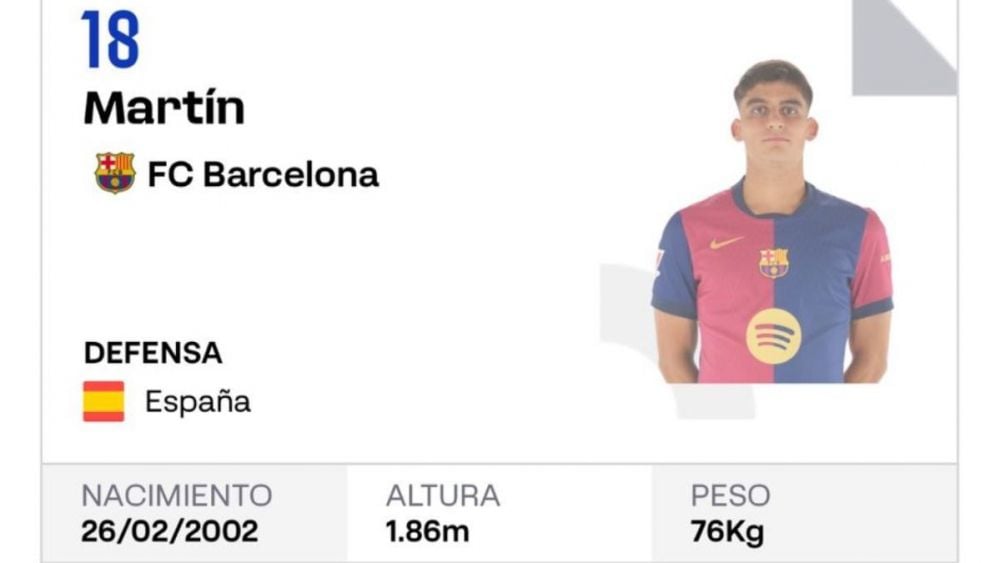 Gerard Martín, registered as a FC Barcelona player on the LaLiga website