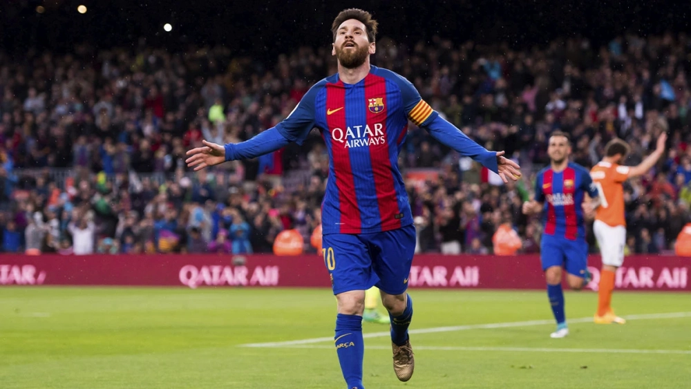 Leo Messi, celebrando un gol contra el Barça ante Osasuna (7-1)