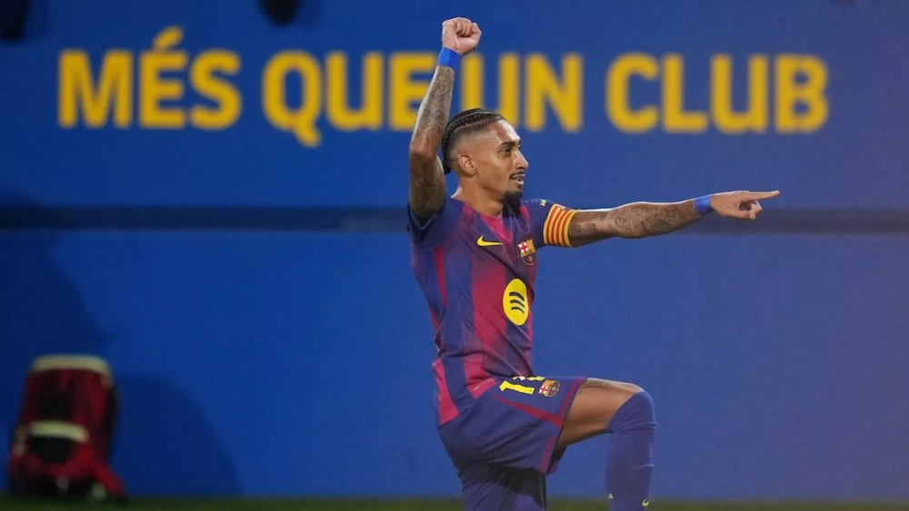 Raphinha celebra un gol en el Barça 6-0 Valencia de LaLiga 25/26 Raphinha celebra un gol en el Barça 6-0 Valencia de LaLiga 25/26