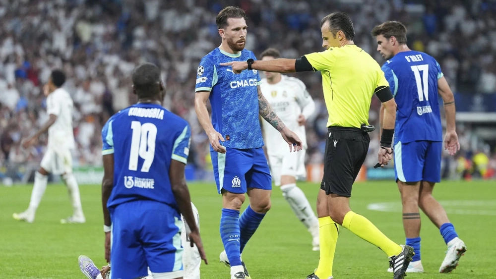 The referee Irfan Peljto, during the Real Madrid-Marseille (2-1)