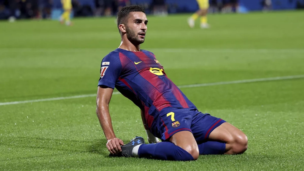 Ferran Torres celebrating one of his goals against Getafe (2-0)