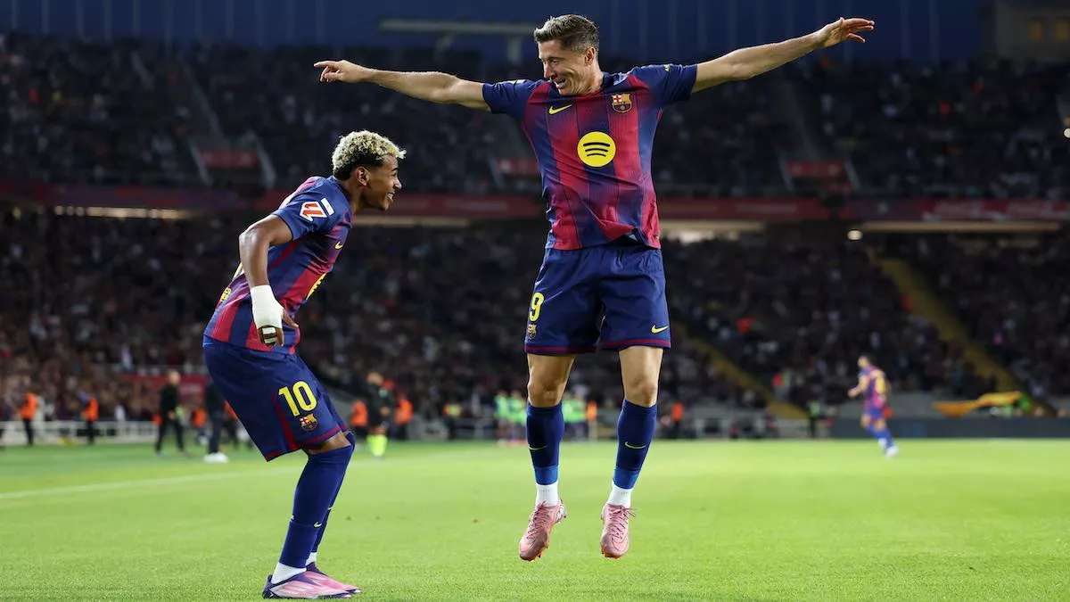 Asistencia de Lamine Yamal y gol de Lewandowski