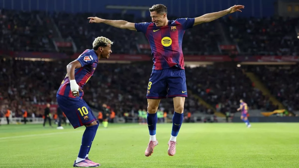 Asistencia de Lamine Yamal y gol de Lewandowski