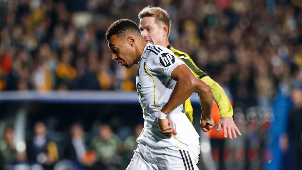 Kylian Mbappé, during the Kairat-Real Madrid (0-5)