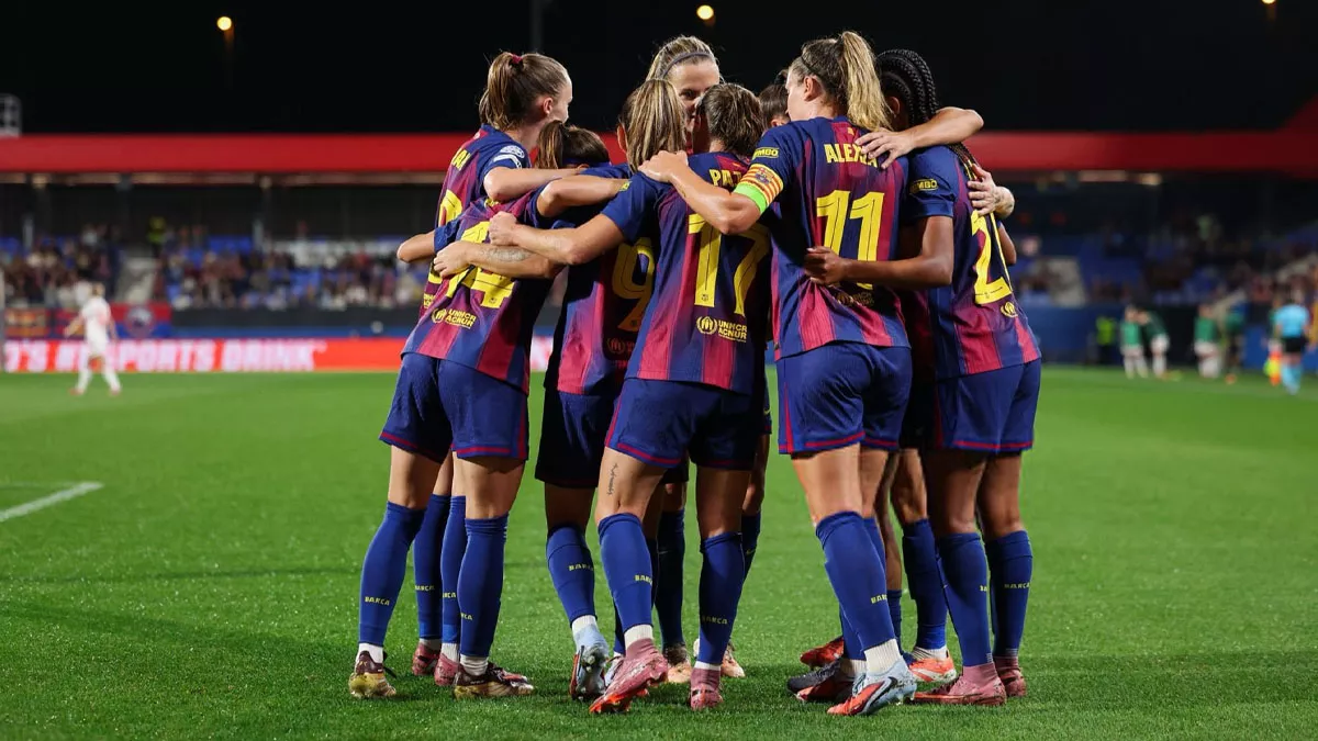 Jugadoras del Barça Femení durante el duelo ante el Bayern (7-1)
