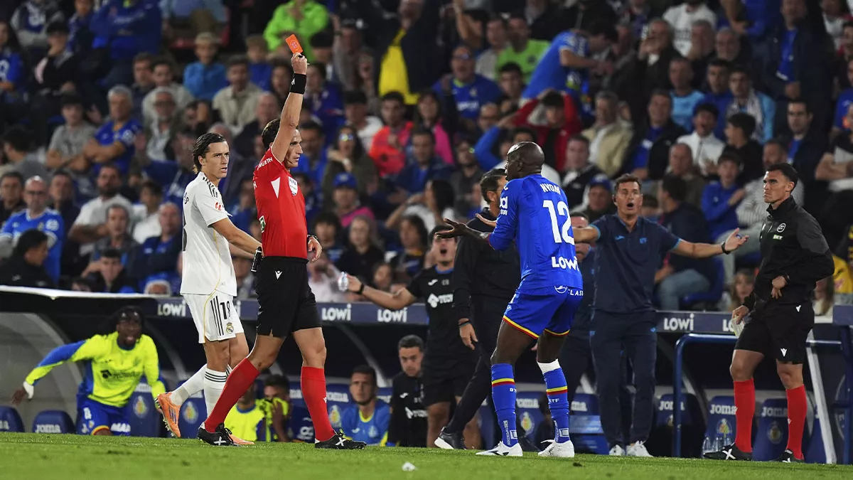 Getafe 0-1 Real Madrid: Nyom's sending-off seals Madrid's return to the top of La Liga