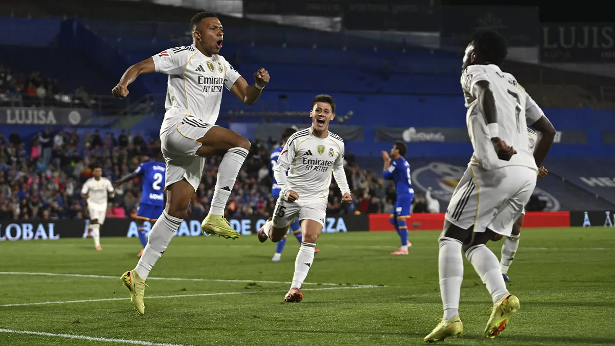 Kylian Mbappé celebrando su gol ante Getafe (0-1)