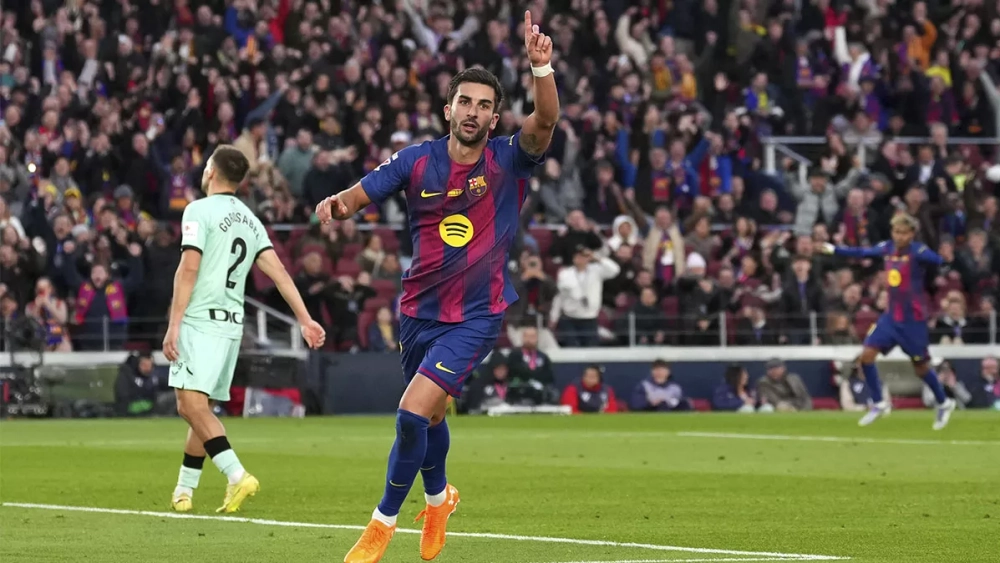 Ferran Torres celebrating his goal against Athletic