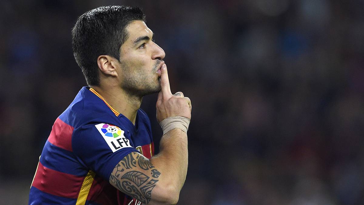Luis Suárez, celebrating one of the goals against the Sporting