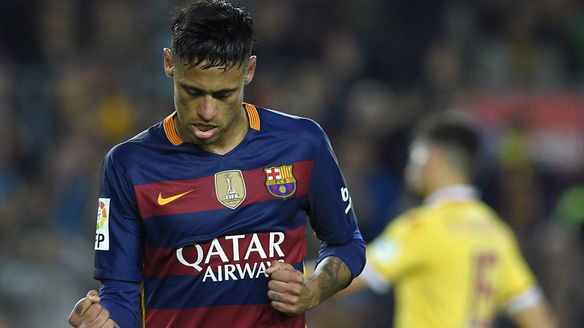 Neymar Jr, celebrando su gol contra el Sporting de Gijón