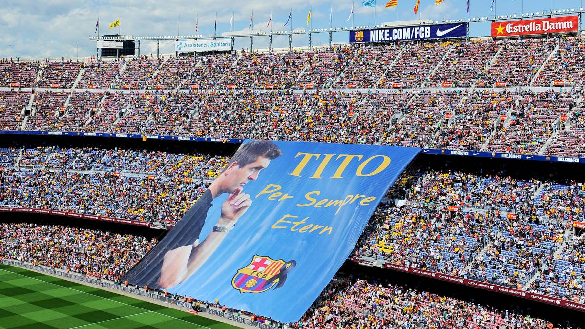 The Camp Nou, homenajeando to Tito Vilanova in an image of archive