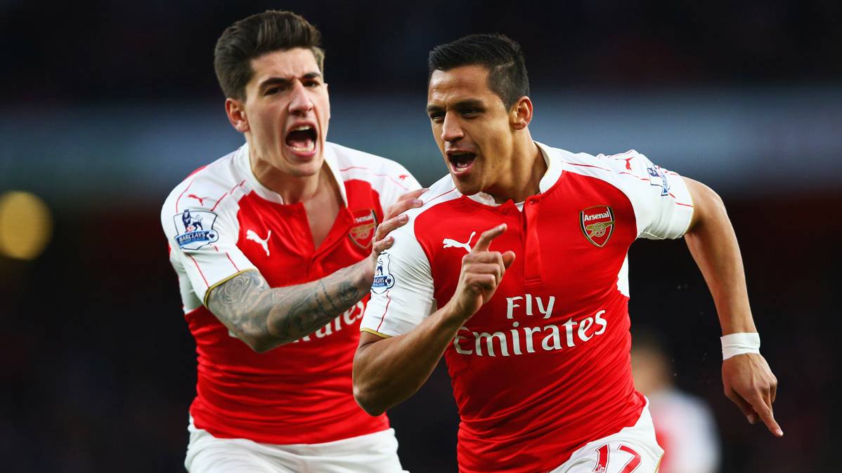 Héctor Bellerín, celebrating a goal of Alexis Sánchez