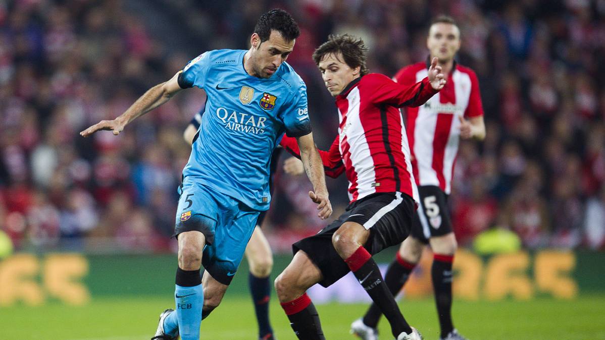 Sergio Busquets, in a party of this season in front of the Athletic