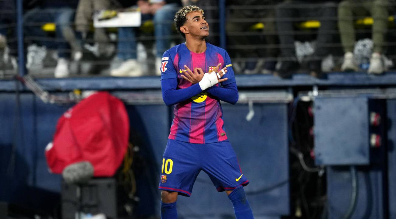 Lamine Yamal celebrated his ninth goal of the 25/26 season against Villarreal