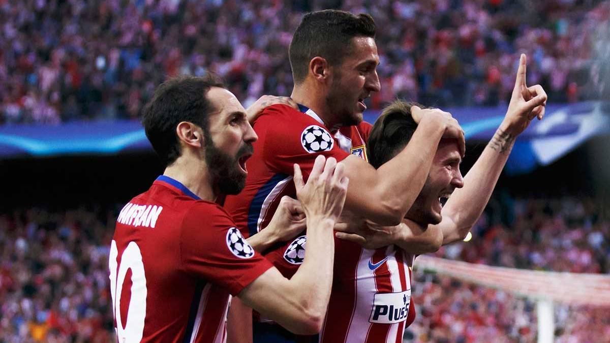 El Atlético de Madrid celebró el gol de Saul ante el Bayern de Munich
