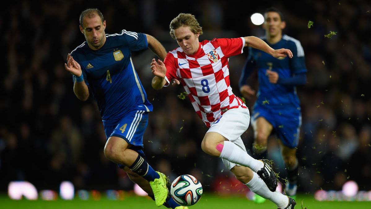 Alen Halilovic, en un partido con la selección de Croacia