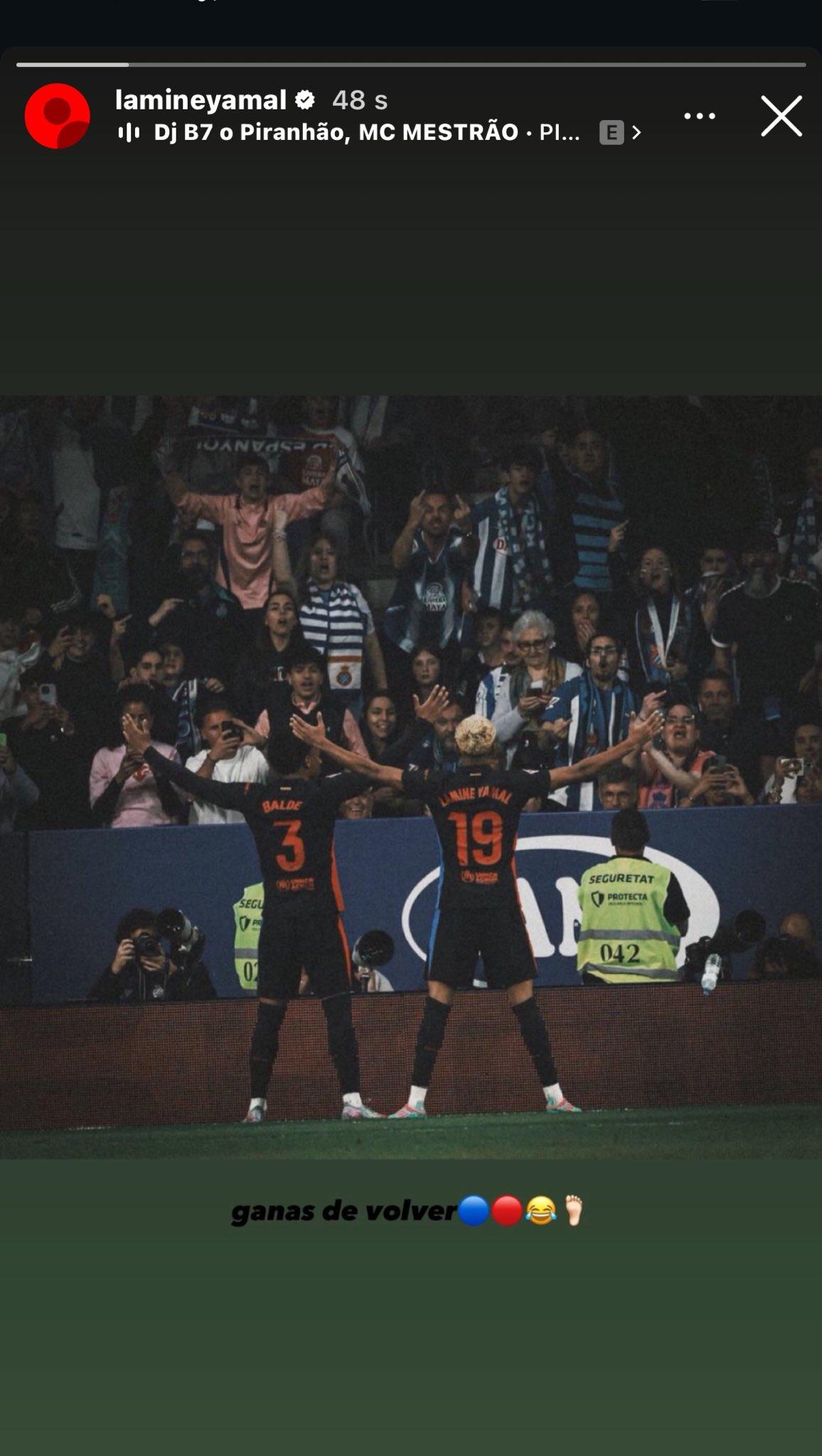 La historia en Instagram de Lamine Yamal previo al Espanyol-Barça