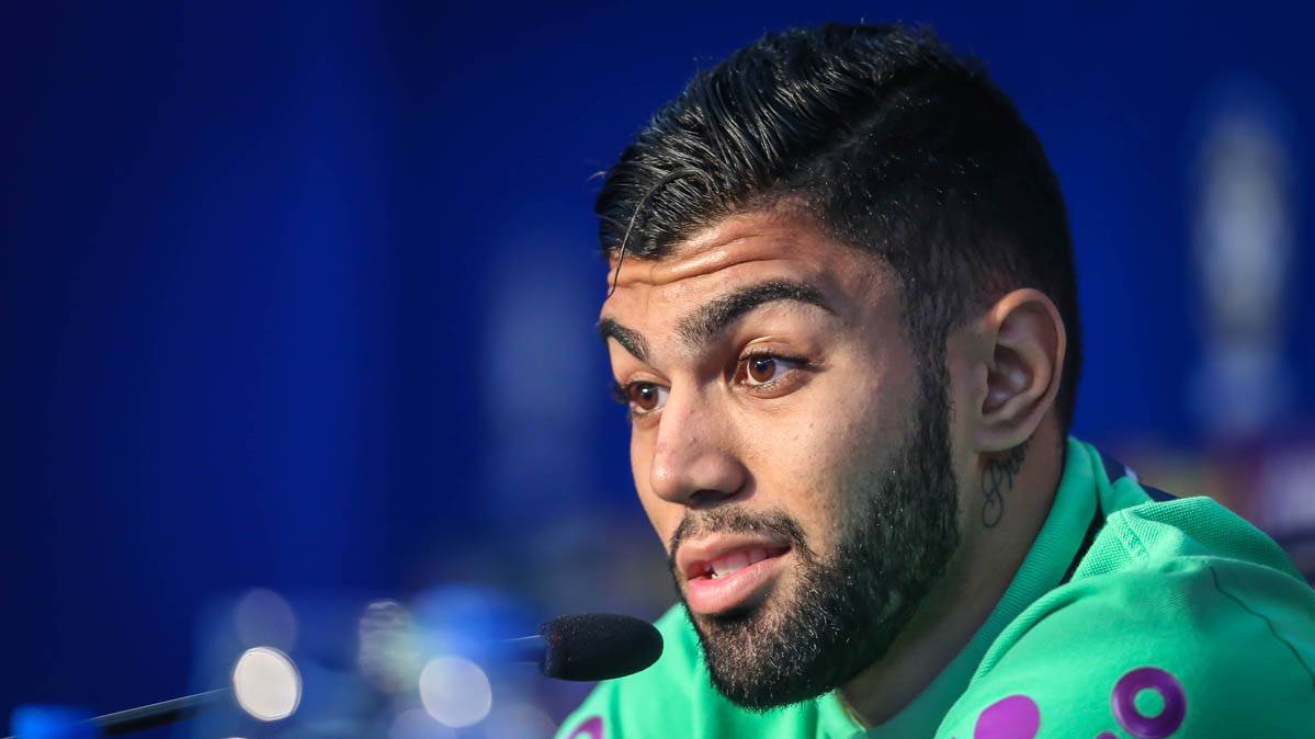 Gabriel Barbosa, in a press conference like player of Brazil