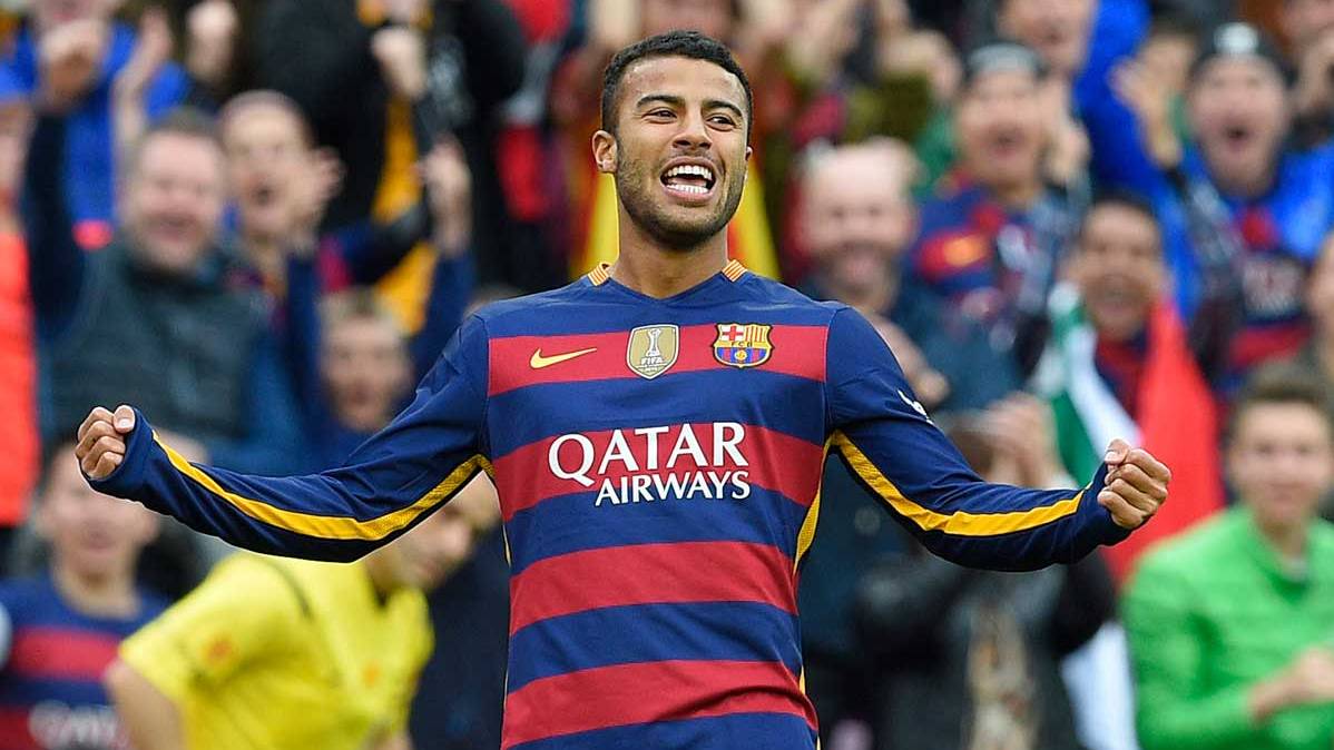 Rafinha Alcántara celebrating the so much with the FC Barcelona in front of the RCD Espanyol
