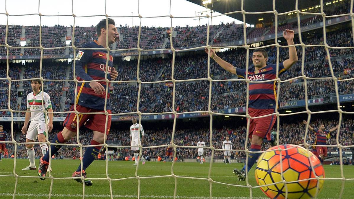 El FC Barcelona, celebrando un gol marcado al Granada