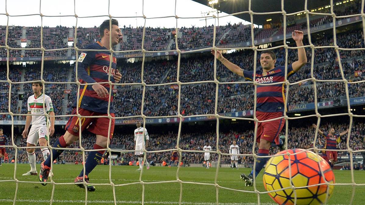 The FC Barcelona, celebrating a marked goal to the Granada