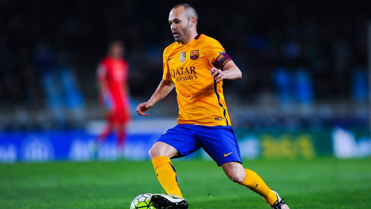 Andrés Iniesta, during a party of this season with the Barça