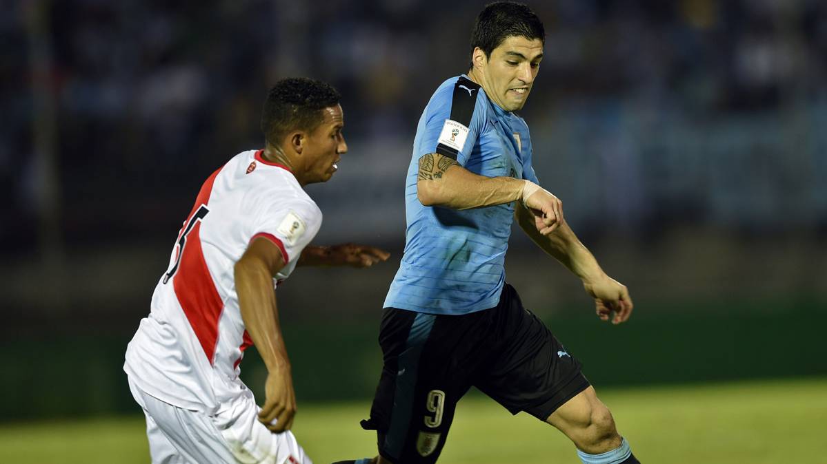 Luis Suárez, in a party against the selection of Peru