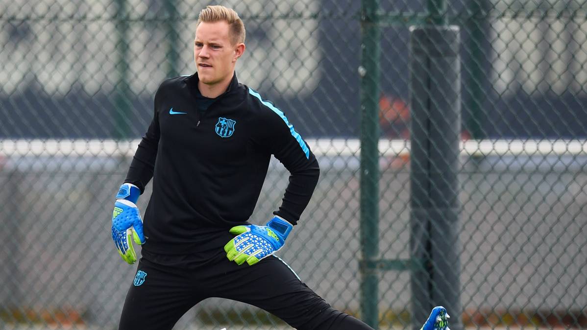 Ter Stegen, in a training with the FC Barcelona