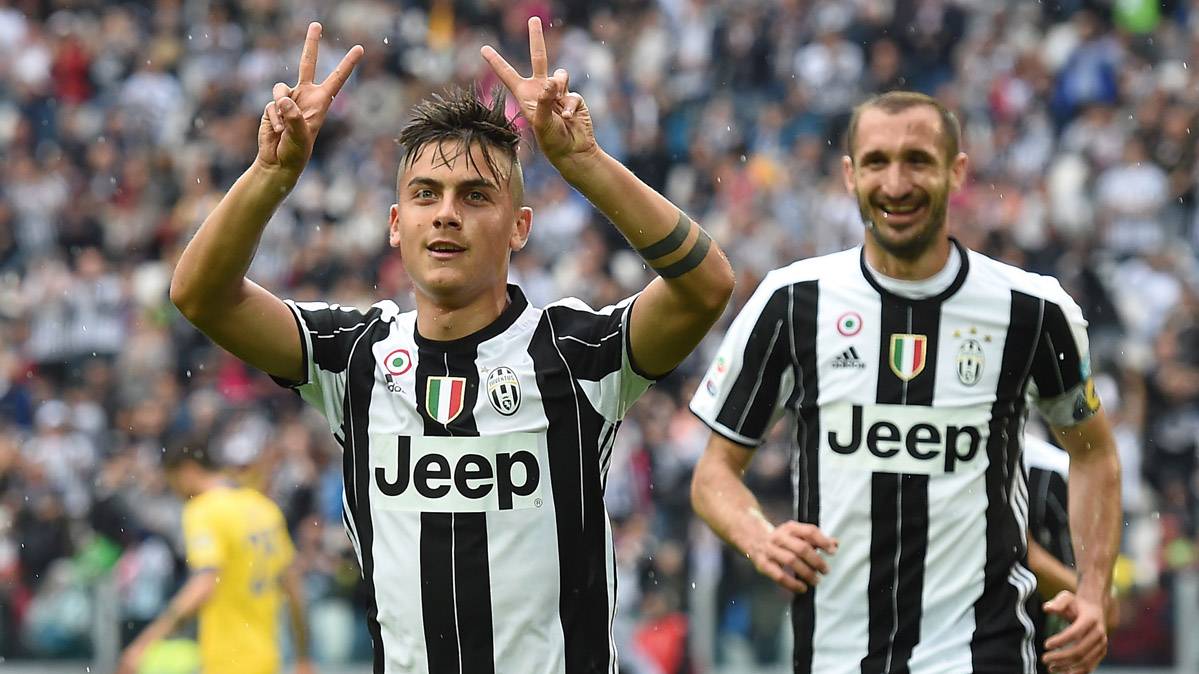 Dybala, celebrando un gol marcado con la Juventus