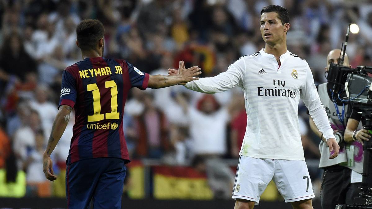 Cristiano Ronaldo and Neymar, greeting in an image of archive