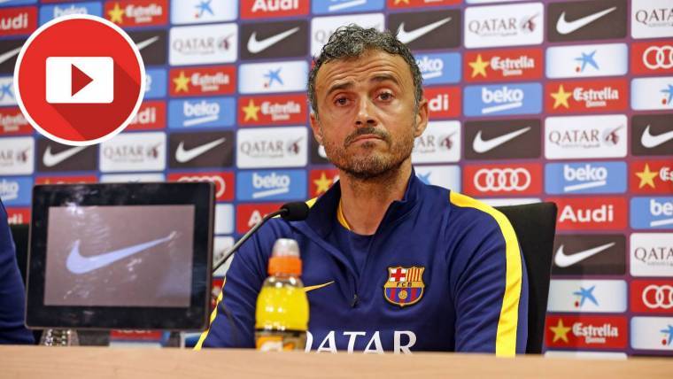 Luis Enrique, appearing in press conference in an image of archive