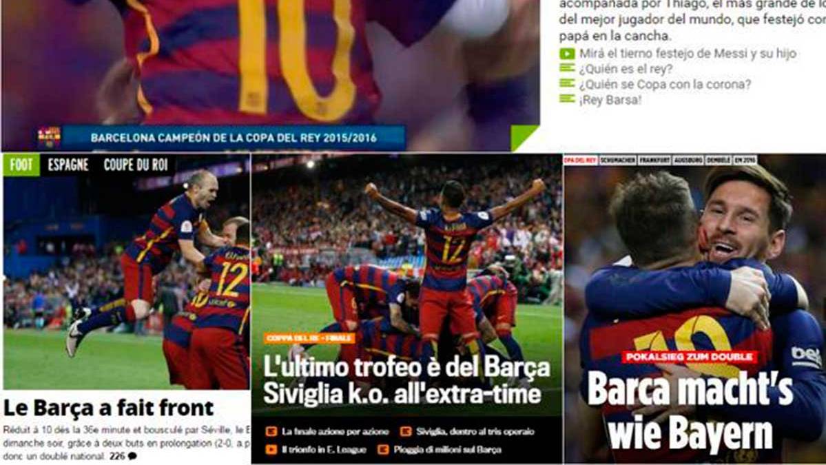 The reverence of the world-wide press to the FC Barcelona after going back to triumph