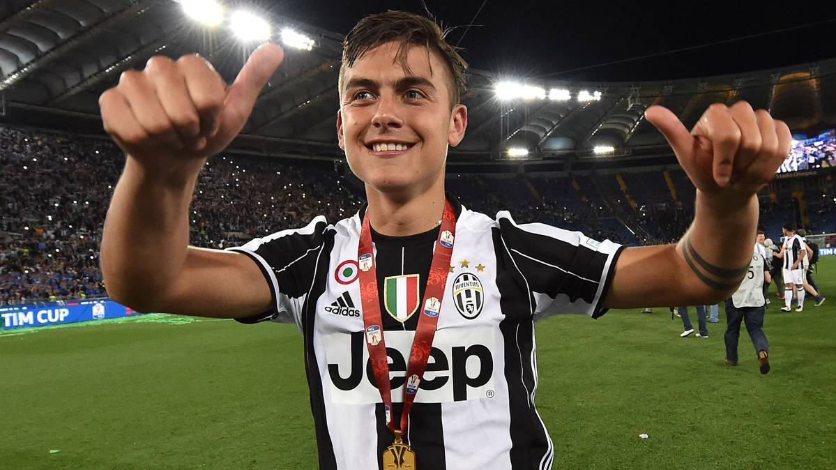 Paulo Dybala, in a party of the Juventus of Turín