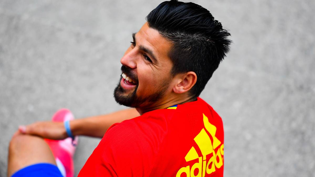 Nolito, before a training with the Spanish selection
